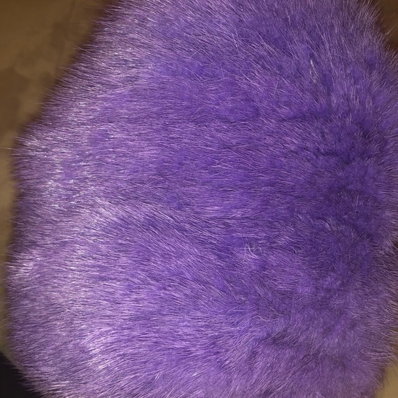 Genuine Mink Purple Beanie Winter Hat - Picture 6 of 6